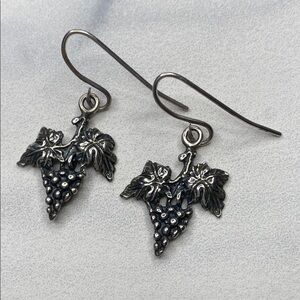 Sterling Silver Dangle Earrings with‎ Grape Cluster Design